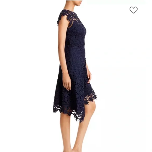 Eliza J Navy Floral Lace High-Low Cocktail Dress - Picture 3 of 5